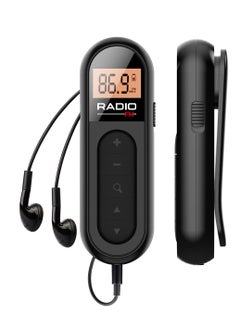 Generic FM Radio, Rechargeable Portable Pocket Transistor Radio with Best Reception,LCD Digital Tuning with Backlight, Stereo Sound, Belt Clip for Jogging,Walking (Black)  - Image 1