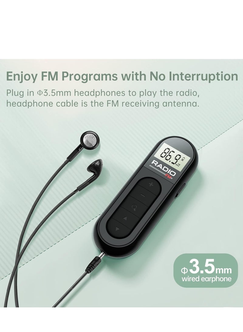 Generic - FM Radio, Rechargeable Portable Pocket Transistor Radio with Best Reception,LCD Digital Tuning with Backlight, Stereo Sound, Belt Clip for Jogging,Walking (Black) - Image 1