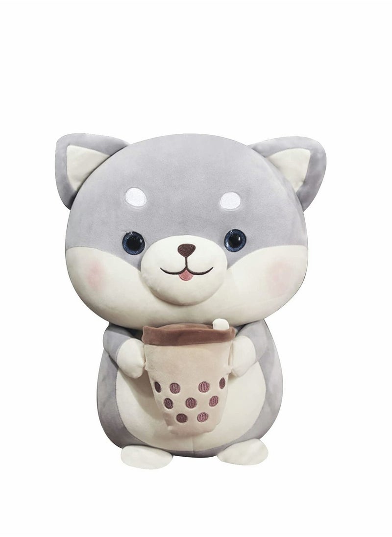 Excefore Hugging Toy Stuffed Animal Plush Toys Pillow, Milk Tea Dog Plush Gray Soft Doll Toys Plush Toy Gifts for Kids, Girls, Boys, Birthday, Valentines Party  - Image 1
