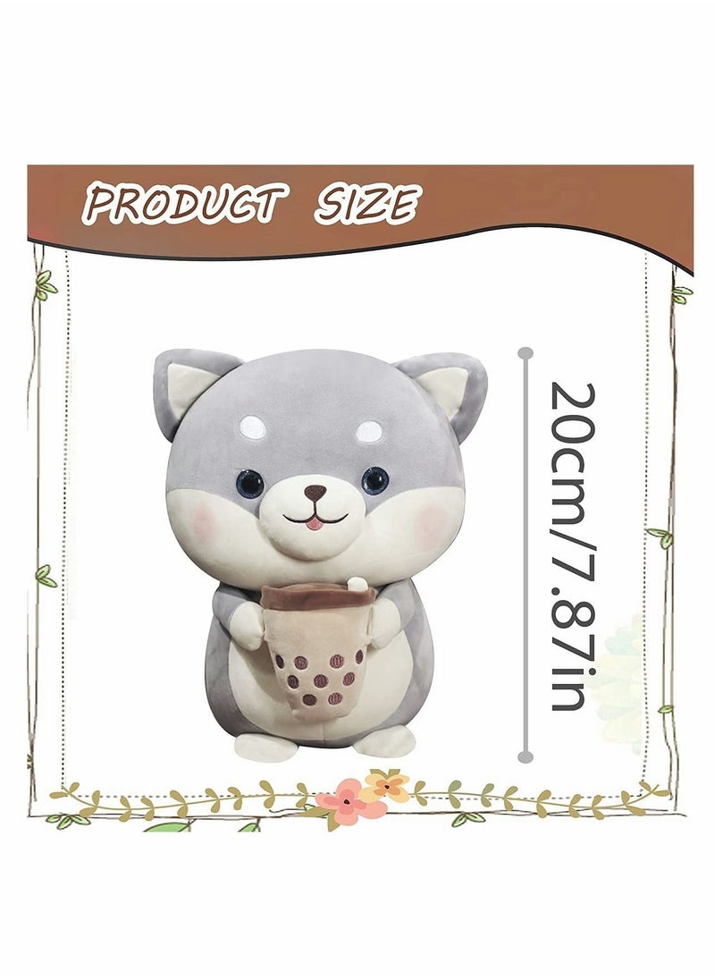 Excefore Hugging Toy Stuffed Animal Plush Toys Pillow, Milk Tea Dog Plush Gray Soft Doll Toys Plush Toy Gifts for Kids, Girls, Boys, Birthday, Valentines Party  - Image 2