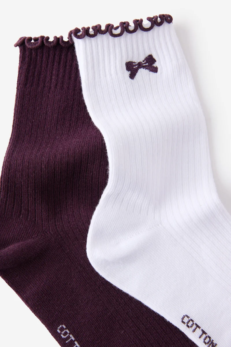 Rubi The Perfect Pair Frill Rib Crew Sock 2Pk