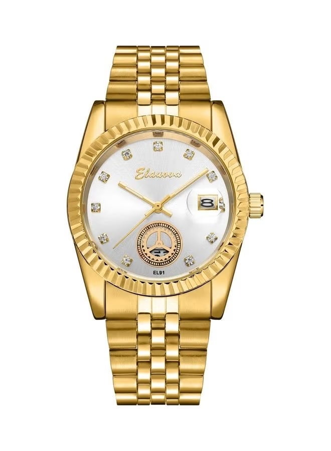 إيلانوفا ساعة أنيقة مقاومة للماء بسوار ذهبي من ستايل استيل المقاوم للصدأ تجمع بين الفخامة والمتانة - Image 1