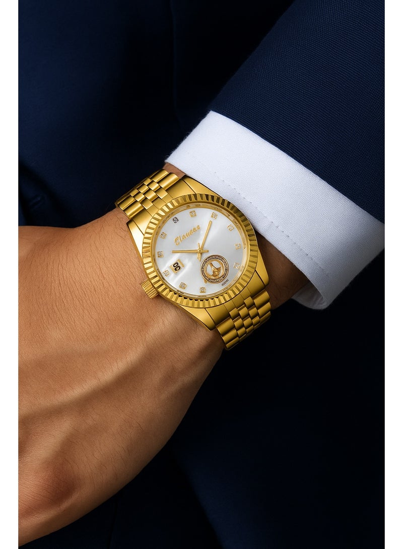 إيلانوفا ساعة أنيقة مقاومة للماء بسوار ذهبي من ستايل استيل المقاوم للصدأ تجمع بين الفخامة والمتانة - Image 2