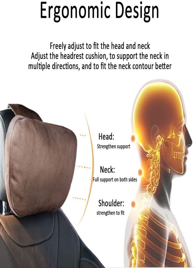 Kwak's Headrest Waist Cushion Set, Maybach Design S Class Super Soft Car Headrest Pillow Lumbar Support Fraud Suede Cover PP Cotton Filling Cushion (Black) - Image 3