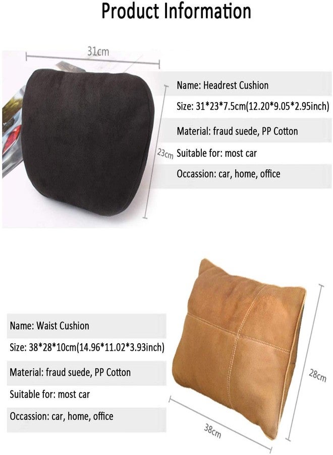 Kwak's Headrest Waist Cushion Set, Maybach Design S Class Super Soft Car Headrest Pillow Lumbar Support Fraud Suede Cover PP Cotton Filling Cushion (Black) - Image 5