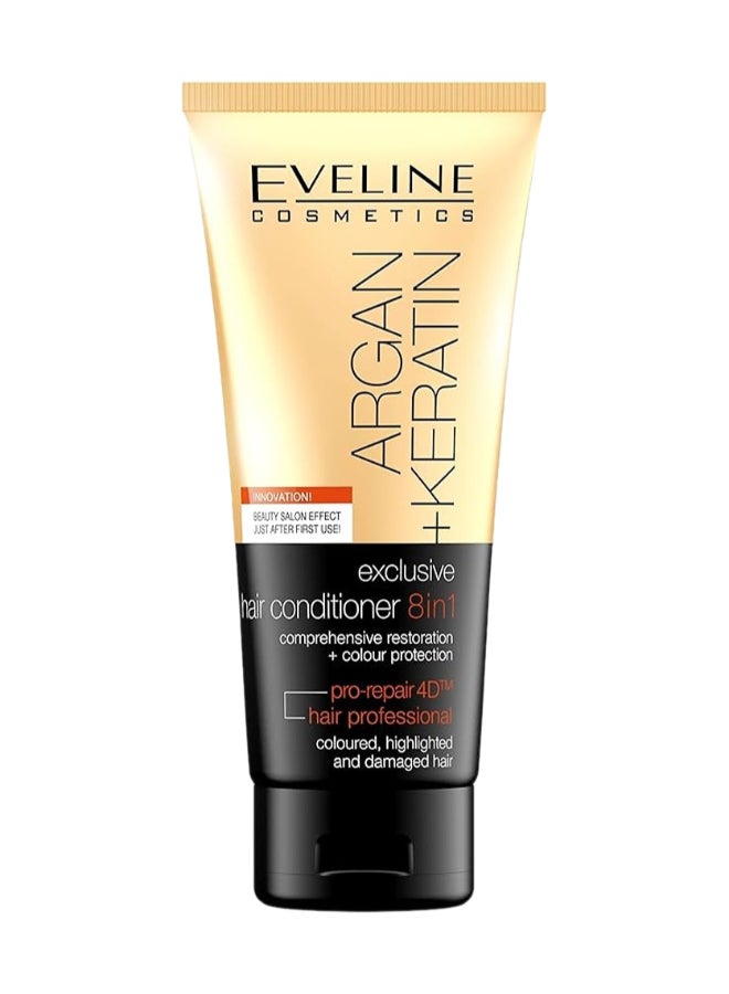 Eveline Cosmetics Argan And Keratin, 8-In-1 Hair Conditioner, Comprehensive Restoration + Colour Protection 200ml - Image 1