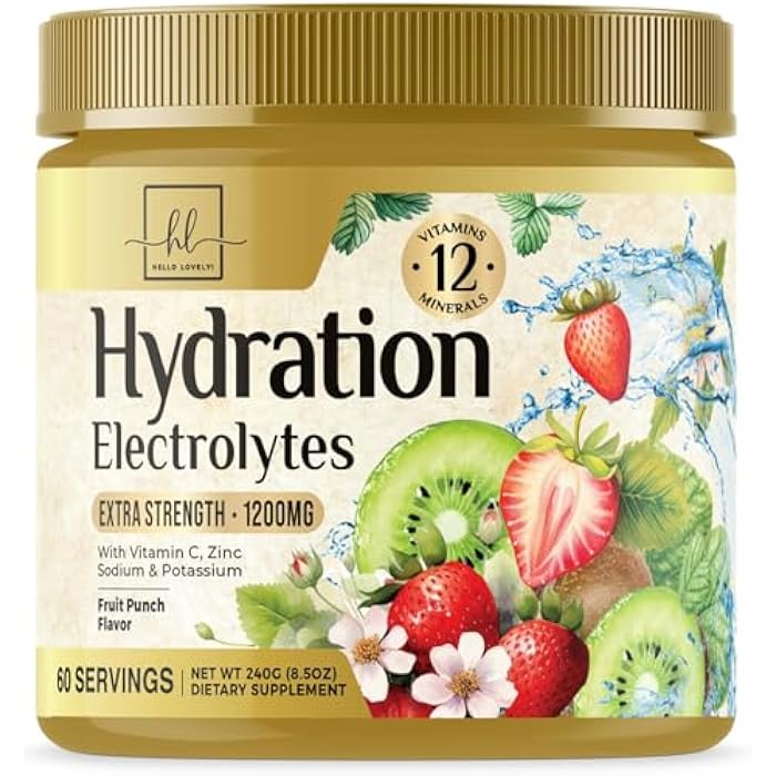Hello Lovely! Hydration Electrolyte Drink Mix – Rapid Hydration Powder with 6 Electrolytes & Minerals Daily Replenisher Zero Sugar, Keto, Vegan, Non-GMO & Sugar-Free Electrolyte Powder Tub - 60 Servings - Image 1