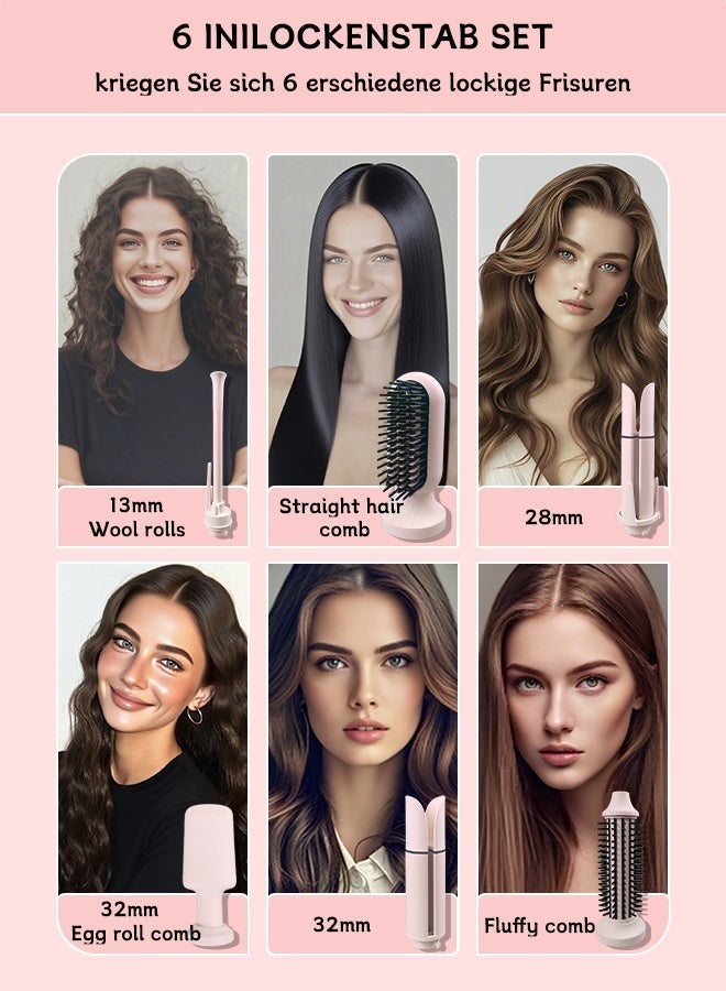 Curling Wand Set, 6-IN-1 Hair Curler Iron, Professional Curling Wand Set, Instant Heat Up Hair Curler with 6 Interchangeable Barrels,  3 Temperature Settings, Interchangeable Barrels for All Hair Types, Ideal for Home and Trave lHair Curler . - Image 2