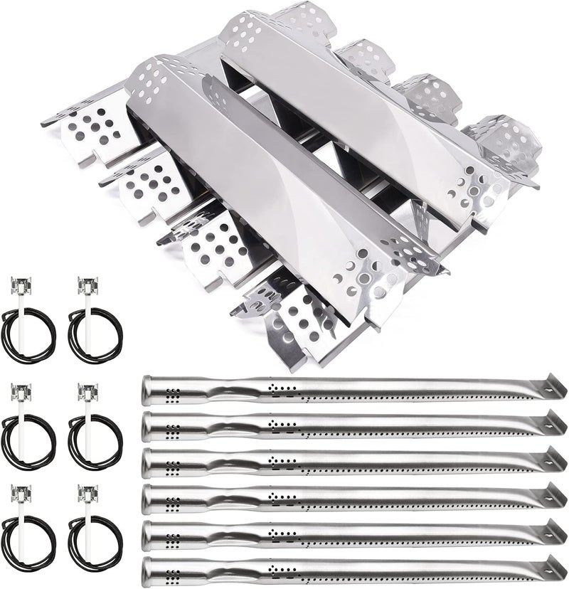 Adviace Grill Parts Kit Compatible with Nexgrill 720-0896B 720-0896C 720-0882A 720-0896 720-0925 720-0896E Grills, 6 Pack Grill Burner Tubes & Grill Ignitors & Flame Tamers Heat Shields - Image 1