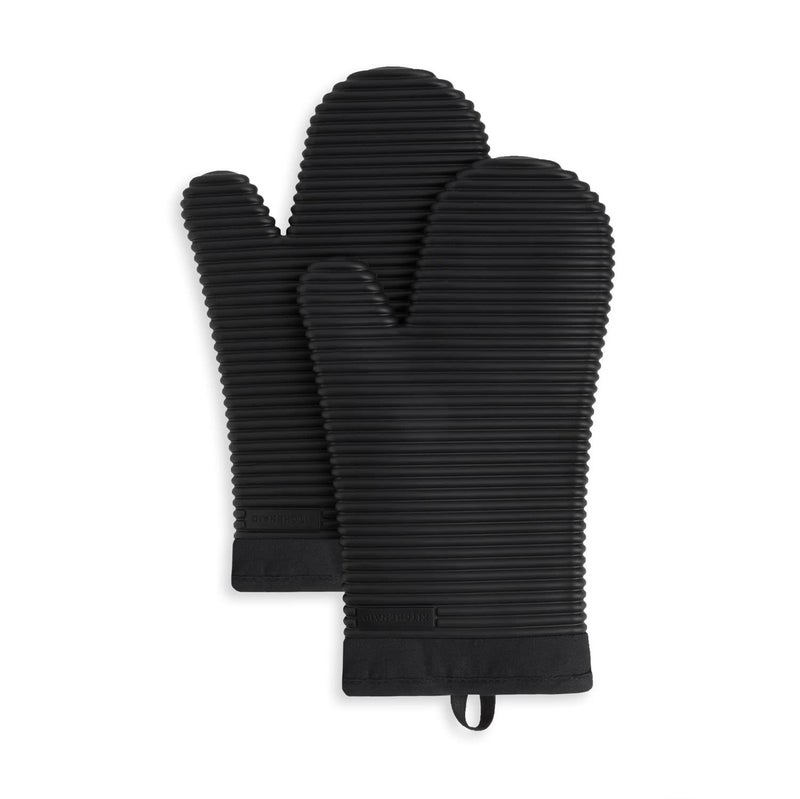 KitchenAid Ribbed Soft Silicone Oven Mitt Set  7""x13""  Onyx Black 2 Count - Image 1