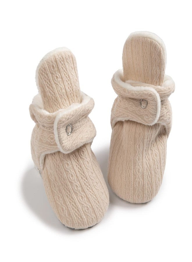 Babelvit Newborn Baby Boy Girl Soft Fleece Booties Stay On Infant Slippers Socks Shoe Non Skid Gripper Toddler First Walkers Winter Ankle Crib Shoes - Image 1