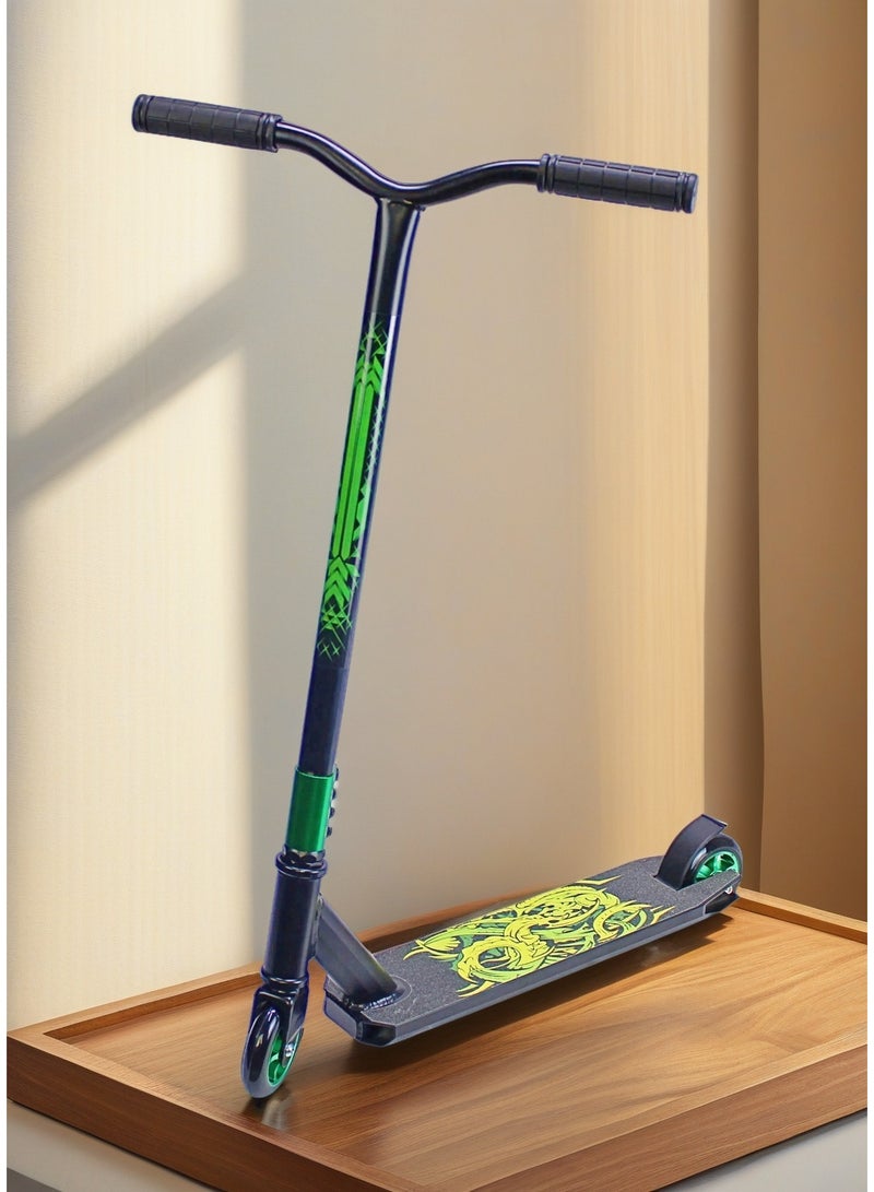 إيزي فيتشور سكوتر EASY FUTURE Freestyle Stunt - سكوتر احترافي ثنائي العجلات للحيل مع سطح قبضة من الألومنيوم، عجلات معدنية 110 مم، قضيب T عريض، فرامل فولاذية، حيل خفيفة الوزن 360 درجة، مثالية للمبتدئين إلى المتوسطين - Image 1