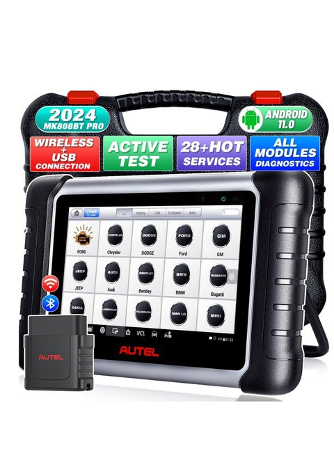 Autel MaxiCOM MK808BT PRO: 2024 Full Bidrectional & Active Test Scan Tool, Upgraded of MK808S MK808Z MX808S, Functions as MX900 MK900, 28+ Reset All System Diagnosis Injector Coding, FCA AutoAuth OS11