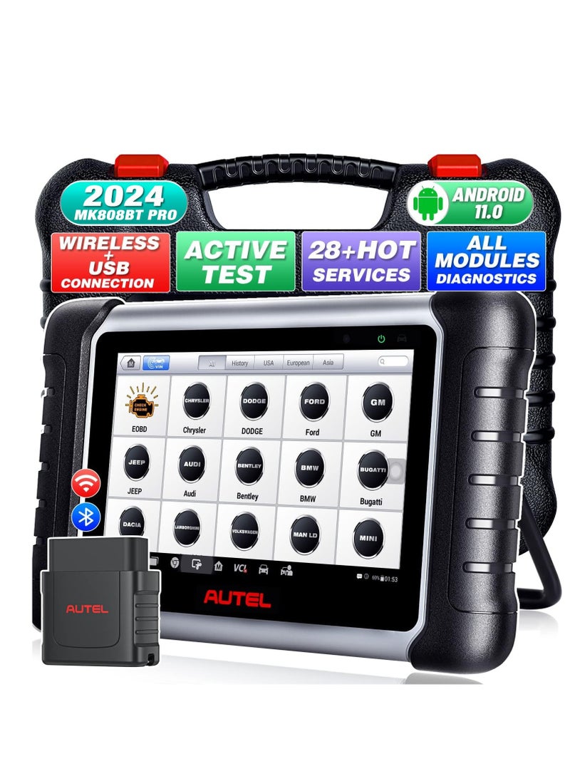 Autel - Autel MaxiCOM MK808BT PRO: 2024 Full Bidrectional & Active Test Scan Tool, Upgraded of MK808S MK808Z MX808S, Functions as MX900 MK900, 28+ Reset All System Diagnosis Injector Coding, FCA AutoAuth OS11 - Image 1