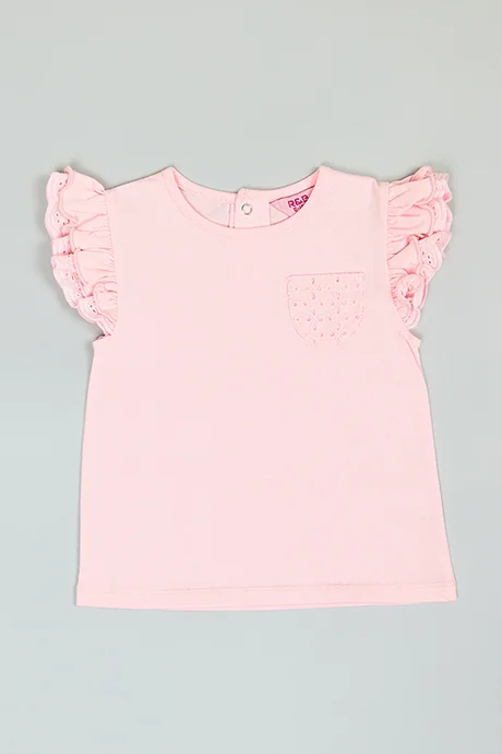 R&B 2 Pack Solid Tops with Crew Neck and Flutter Sleeves
