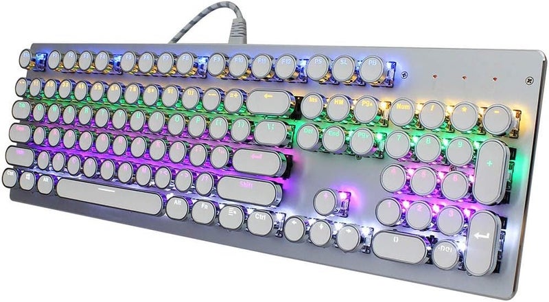 Light Mixing Play Teqing High Mechanical Keyboard Key Shaft 104 Full-Color Injection Button Key Conflict 44.5CM 13.7CM 3.2CM (Color : White) - Image 2