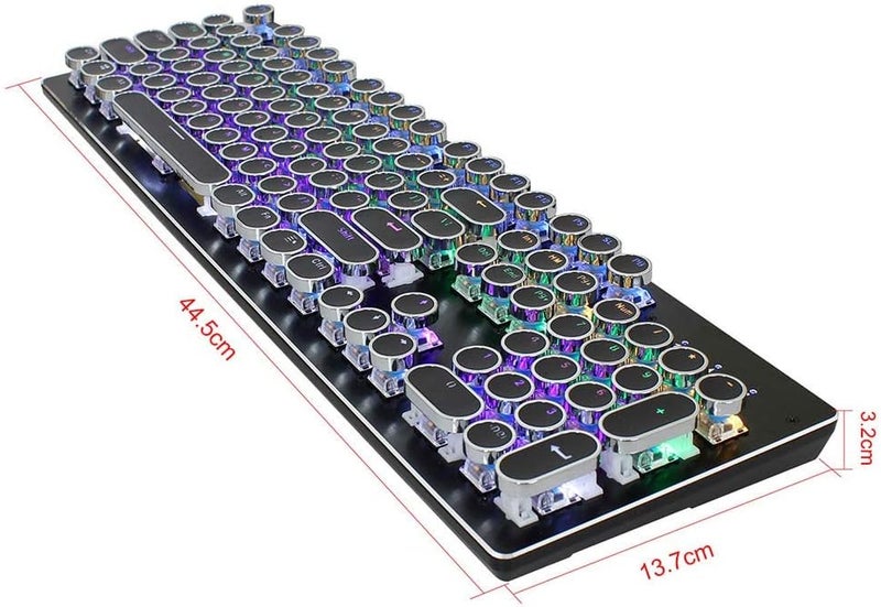 Light Mixing Play Teqing High Mechanical Keyboard Key Shaft 104 Full-Color Injection Button Key Conflict 44.5CM 13.7CM 3.2CM (Color : White) - Image 4