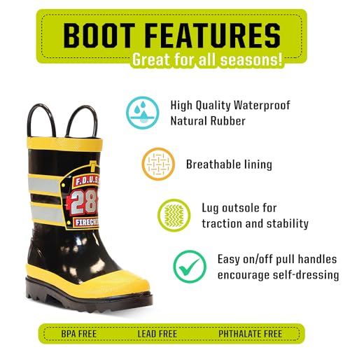 Western Chief Boys Waterproof Printed Rain Boot with Easy Pull on Handles - F.d.u.s.a, 9 M US Toddler - Image 3