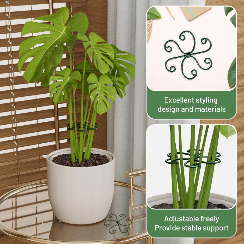 Yeomant 4PCS Green Iron Monstera Support, Uniquely Designed Plant Support Stakes for Indoor Plants, Stable Plant Stakes and Supports, Turtle Shell Bamboo Clamp Set for Thriving Growth - Image 3