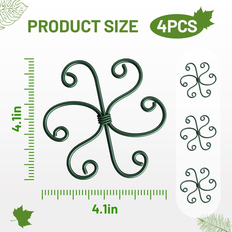 Yeomant 4PCS Green Iron Monstera Support, Uniquely Designed Plant Support Stakes for Indoor Plants, Stable Plant Stakes and Supports, Turtle Shell Bamboo Clamp Set for Thriving Growth - Image 2