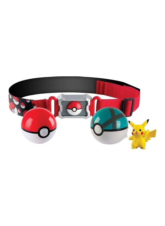 Pokemon Clip, Carry Poke Ball Adjustable Belt With Pikachu Figure And Grass Type Nest 10*10*10cm