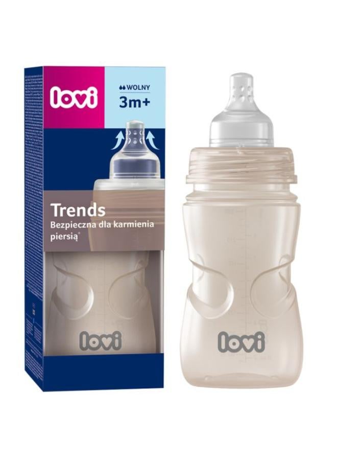 لوفي ببرونة لوفي تريندز 250 مل | خالية من مادة BPA | مضادة للمغص | آمنة للرضاعة الطبيعية | من عمر 3 أشهر فما فوق | لون بيج - Image 1