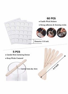 KASTWAVE Candle Making Kit, Bulk Candle Wicks 80 Pcs 8 inch with 60Pcs Candle Wick Stickers, 5Pcs Wooden Candle Wick Centering Device and 20 Pcs Metal tabs for Soy Beeswax Candle Making  - Image 3