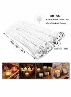 KASTWAVE Candle Making Kit, Bulk Candle Wicks 80 Pcs 8 inch with 60Pcs Candle Wick Stickers, 5Pcs Wooden Candle Wick Centering Device and 20 Pcs Metal tabs for Soy Beeswax Candle Making  - Image 2