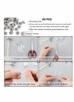 KASTWAVE Candle Making Kit, Bulk Candle Wicks 80 Pcs 8 inch with 60Pcs Candle Wick Stickers, 5Pcs Wooden Candle Wick Centering Device and 20 Pcs Metal tabs for Soy Beeswax Candle Making  - Image 4