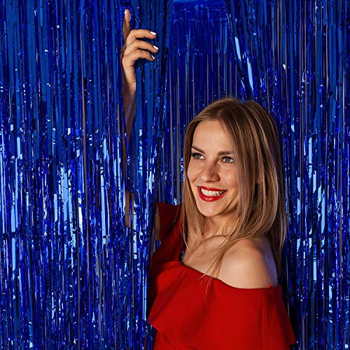 flavouredlove Foil Fringe Curtain(s) 3x6 Feet for Birthday, Anniversaries, Graduation, Retirement, Baby Shower Decoration (Pack of 3, Blue) - Image 5