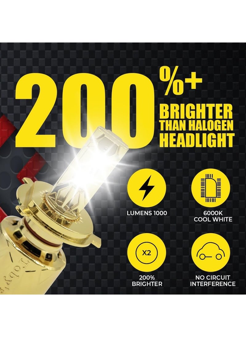 Toby's - Toby's U9-H4 Double Beam 200W/Pair Power Original Tested LED Headlight Assembly 20000 Lumens Bright Color With coolingTemperature 6500K - Image 1