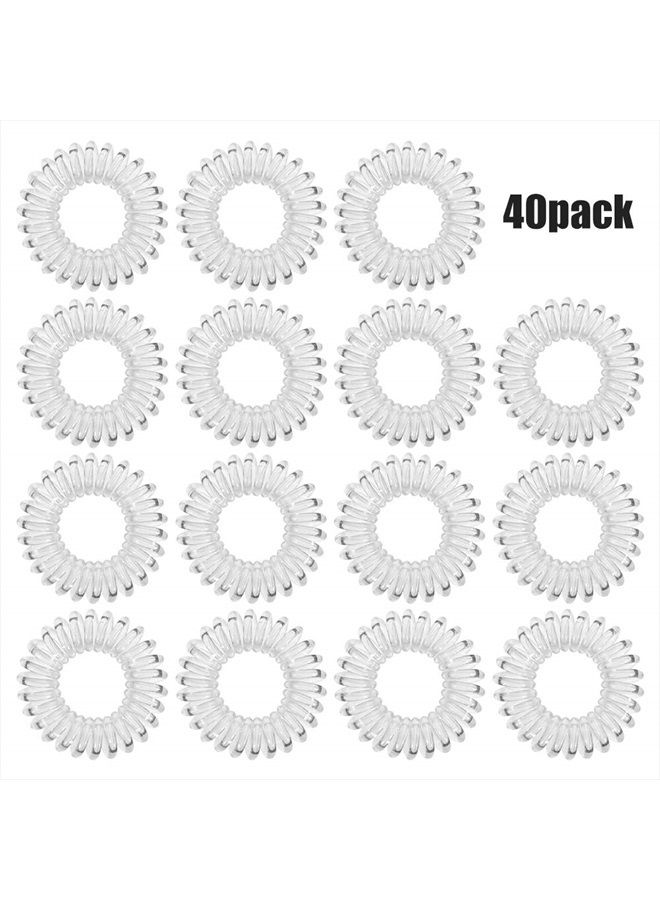 FIDGET PENCIL 40 PCS Spiral Hair Ties No Crease,Traceless Hair Ties,Phone Cord Hair Ties,Elastic Hair Ties,Waterproof Coil Hair Ties,Transparent - Image 2