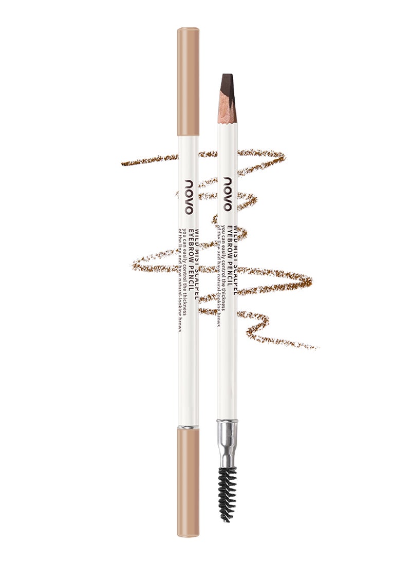 Novo Wild Mist Scalpel Eyebrow Pencil, Long Lasting Waterproof Brow Pencil with Fine Tip and Brush, Eyebrow Makeup for Natural and Real Looking Natural Brown  - Image 1