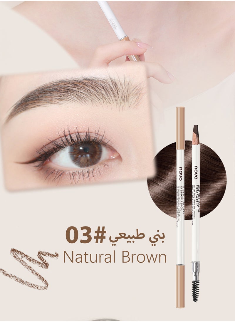 Novo Wild Mist Scalpel Eyebrow Pencil, Long Lasting Waterproof Brow Pencil with Fine Tip and Brush, Eyebrow Makeup for Natural and Real Looking Natural Brown  - Image 2