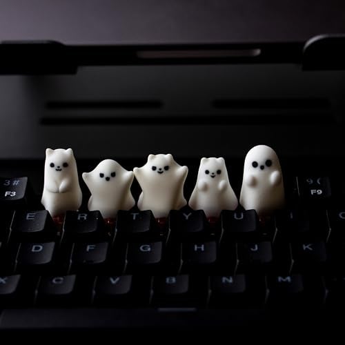 REDQIN Artisan Keycaps - Cute Ghost Shine Through Resin Custom Handmade Keycaps for Mechanical Keyboard (Dignified Little Ghost, Opaque) - Image 3