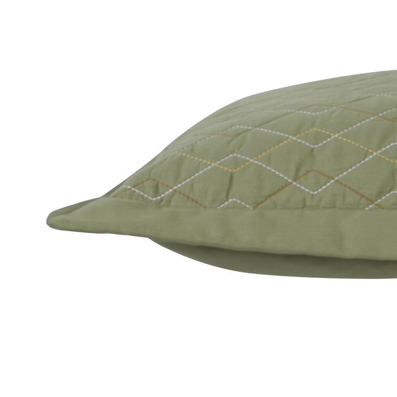 maspar Hues Indigenous Artisan Art Deco Diamond Green Quilted Standard Pillow Sham Set - Image 4