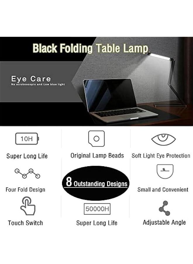 Generic Foldable LED Desk Light, Slim Portable Rechargeable USB Table Light, Eye-Caring Aluminium Alloy Table Lamps,for Home, Reading, Studying, Work, Travel (Black)  - Image 3