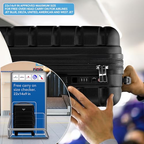 Flight Knight 22x14x9" Expandable Carry On Suitcase Hardside TSA Lock USB C Port Lightweight Luggage Silent Double Spinner Wheels Maximum Overhead Carry-On Bag For American & United Approved Airlines - Image 4