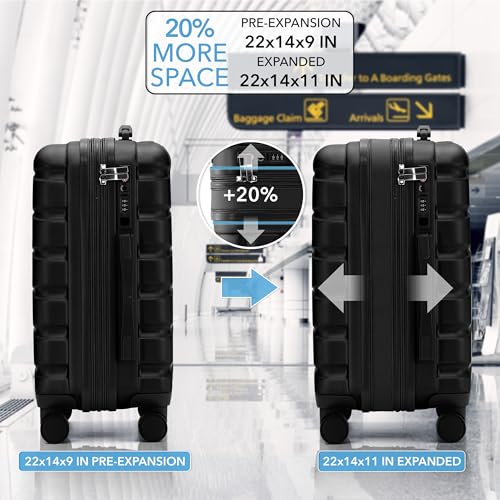 Flight Knight 22x14x9" Expandable Carry On Suitcase Hardside TSA Lock USB C Port Lightweight Luggage Silent Double Spinner Wheels Maximum Overhead Carry-On Bag For American & United Approved Airlines - Image 5