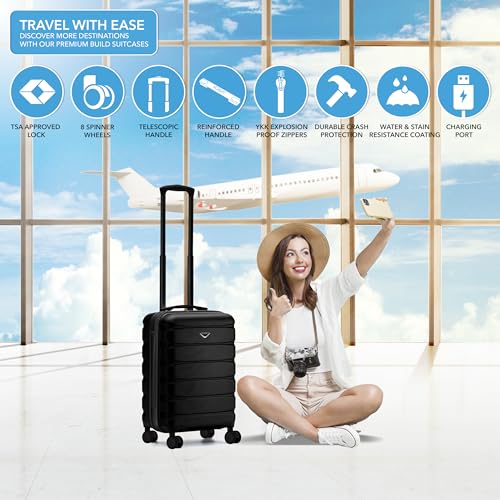 Flight Knight 22x14x9" Expandable Carry On Suitcase Hardside TSA Lock USB C Port Lightweight Luggage Silent Double Spinner Wheels Maximum Overhead Carry-On Bag For American & United Approved Airlines - Image 2