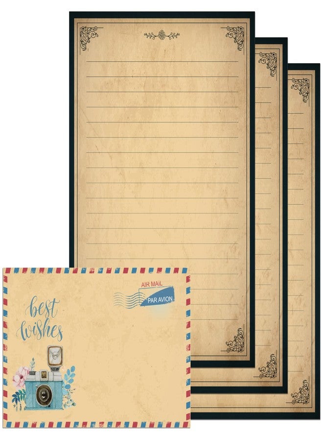 XinLone Lined Vintage Stationary Paper, 7.3 x 10.2 Inch Old Fashion Stationary Paper and Envelopes Set, 48 Sheets + 24 Envelopes Letter Writing Stationery Set for All Occasion - Image 1