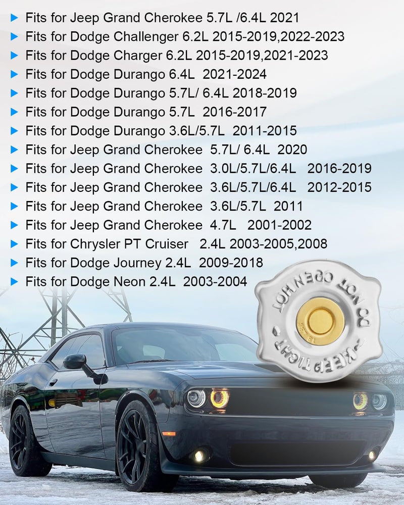 YUANTUO Radiator Cap Fit for Dodge Journey Challenger Charger Durango Jeep Grand Cherokee, Replace 52028974AA, 52079880AA, 55116901AA - Image 2