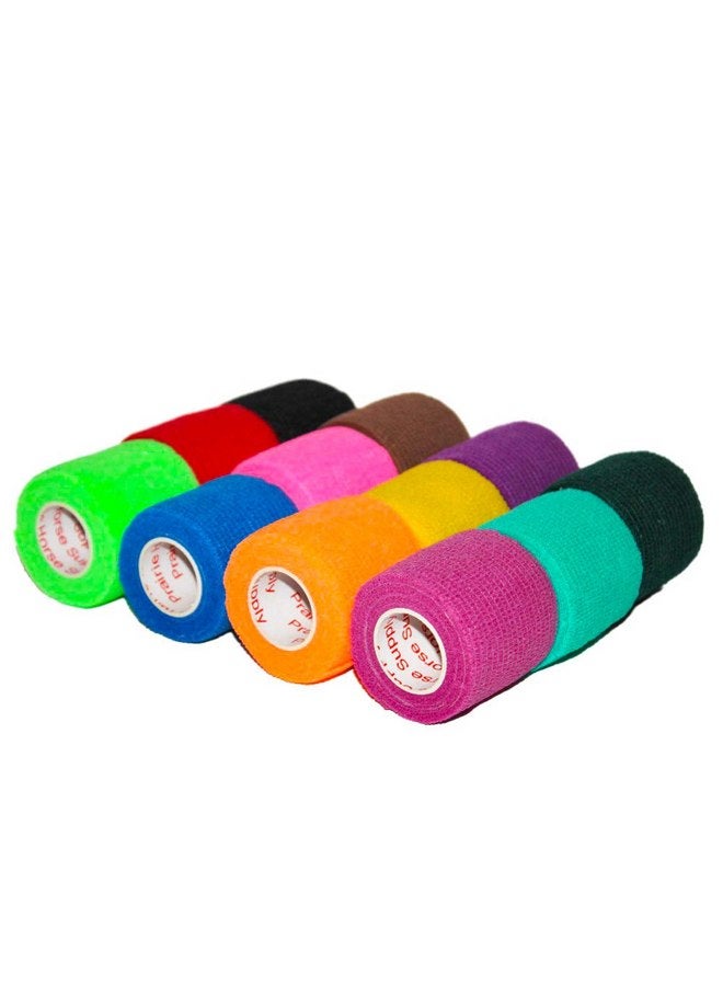 براري هورس سبلاي شريط لف بيطري مقاس 2 بوصة (ألوان متنوعة) (عبوة من 6 قطع) لفافة لاصقة ذاتية اللصق مرنة للضمادات للكلاب والقطط والحيوانات الأليفة والخيول - Image 3