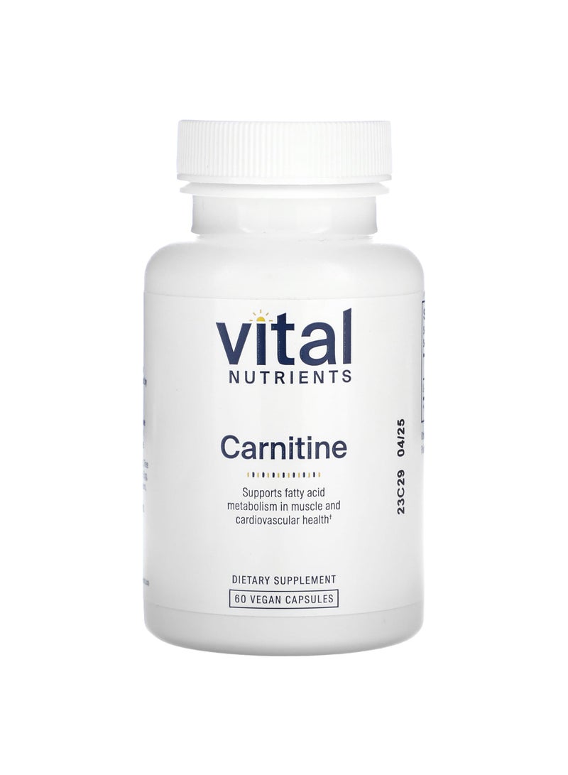 Vital Nutrients Carnitine, 60 Vegan Capsules (500 mg per Capsule)