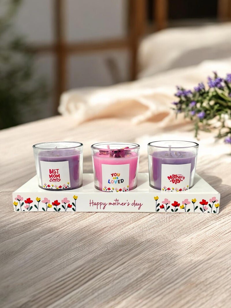 SINCE 7 STORE Mother's Day Scented Candle Gift Hamper - Set of 3 – Rose & Lavender Fragrance, Relaxing Gift for Mom, Perfect for Mother's Day & Special Occasions - Image 3