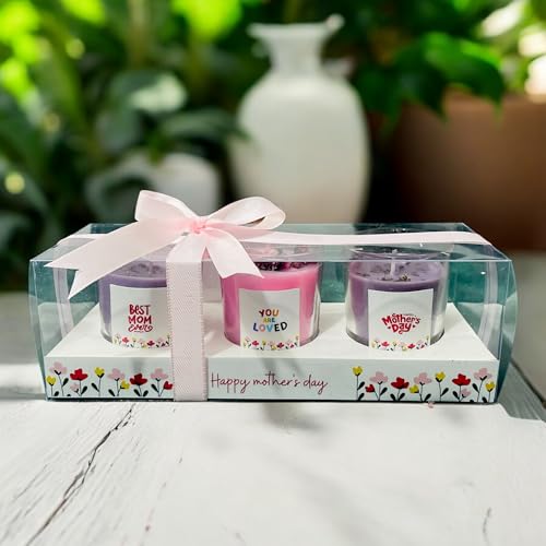 SINCE 7 STORE Mother's Day Scented Candle Gift Hamper - Set of 3 – Rose & Lavender Fragrance, Relaxing Gift for Mom, Perfect for Mother's Day & Special Occasions - Image 1