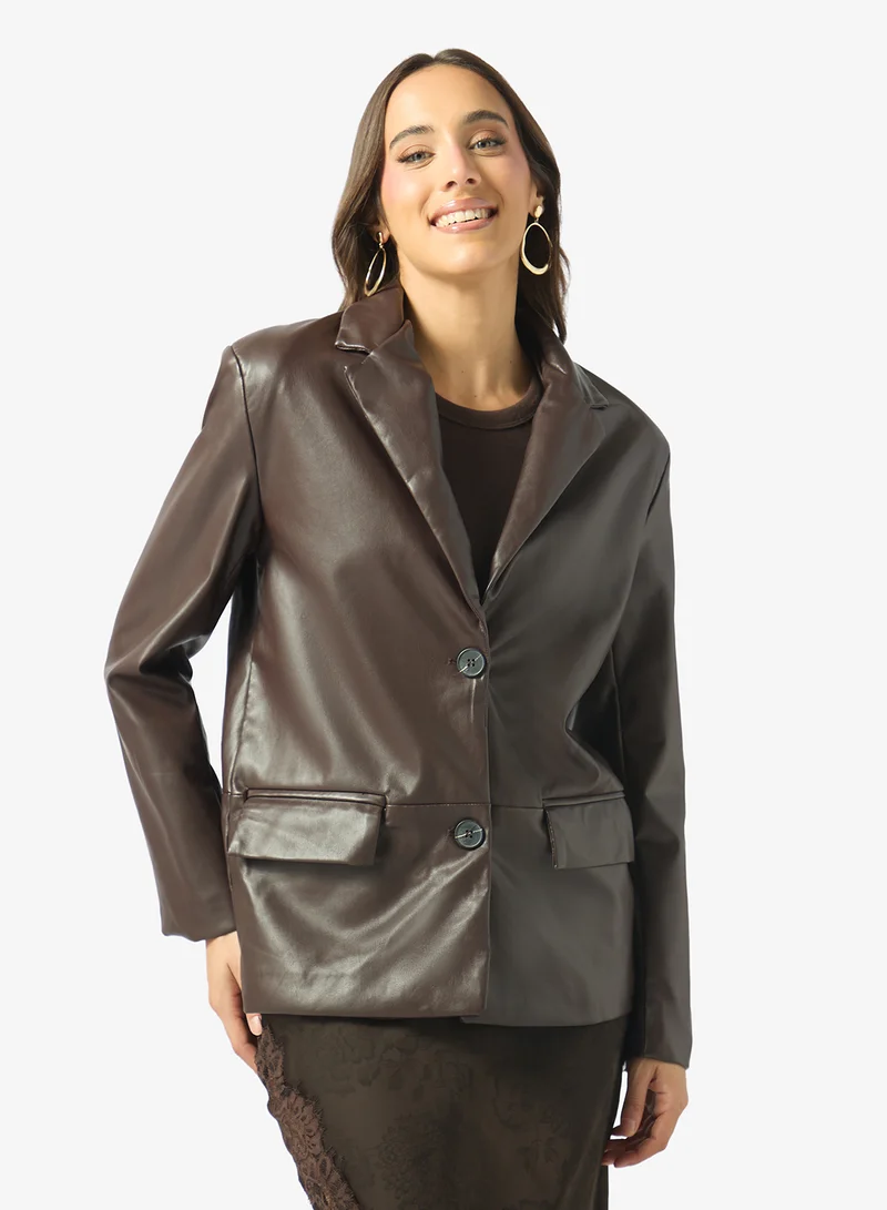 Oversize PU Leather Blazer