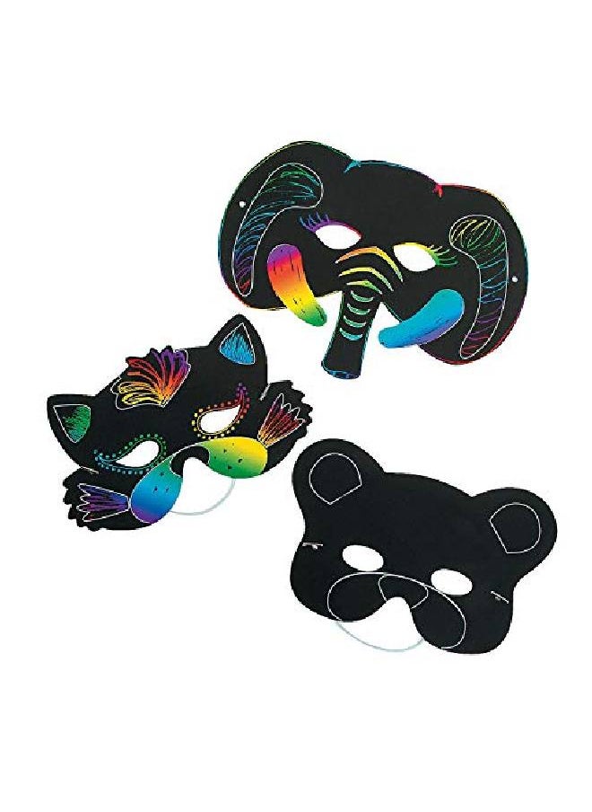 Fun Express Magic Scratch Paper Animal Masks Scratch Art Crafts For Kids And Fun Home Activities  - Image 1