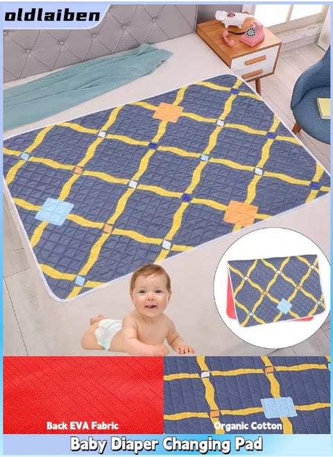 Baby Diaper Changing Pad, Diaper Changing Pad Liner Non-Slip, Quilted Absorbent Bassinet Liners Washable, Reusable Portable Changing Table Pad, Soft Cotton Waterproof Changing Pad for Baby,   Urine Pads for Travel, 70*90cm（Multicolour A）