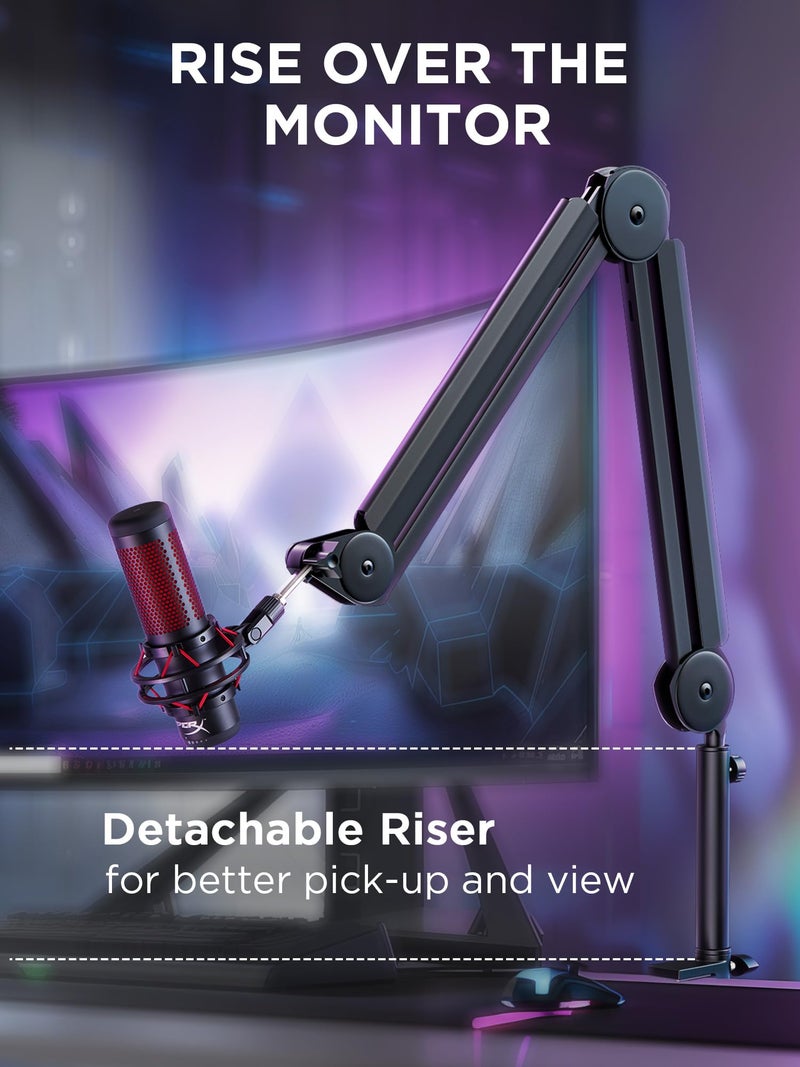 InnoGear حامل ميكروفون إنوجير ميك بوم مع إدارة الكابلات لميكروفونات بلو يتي FIFINE AM8 K669B هايبر إكس كواد كاست S سولو كاست AT2020 شوري SM7B MV7 وغيرها من الميكروفونات - Image 3